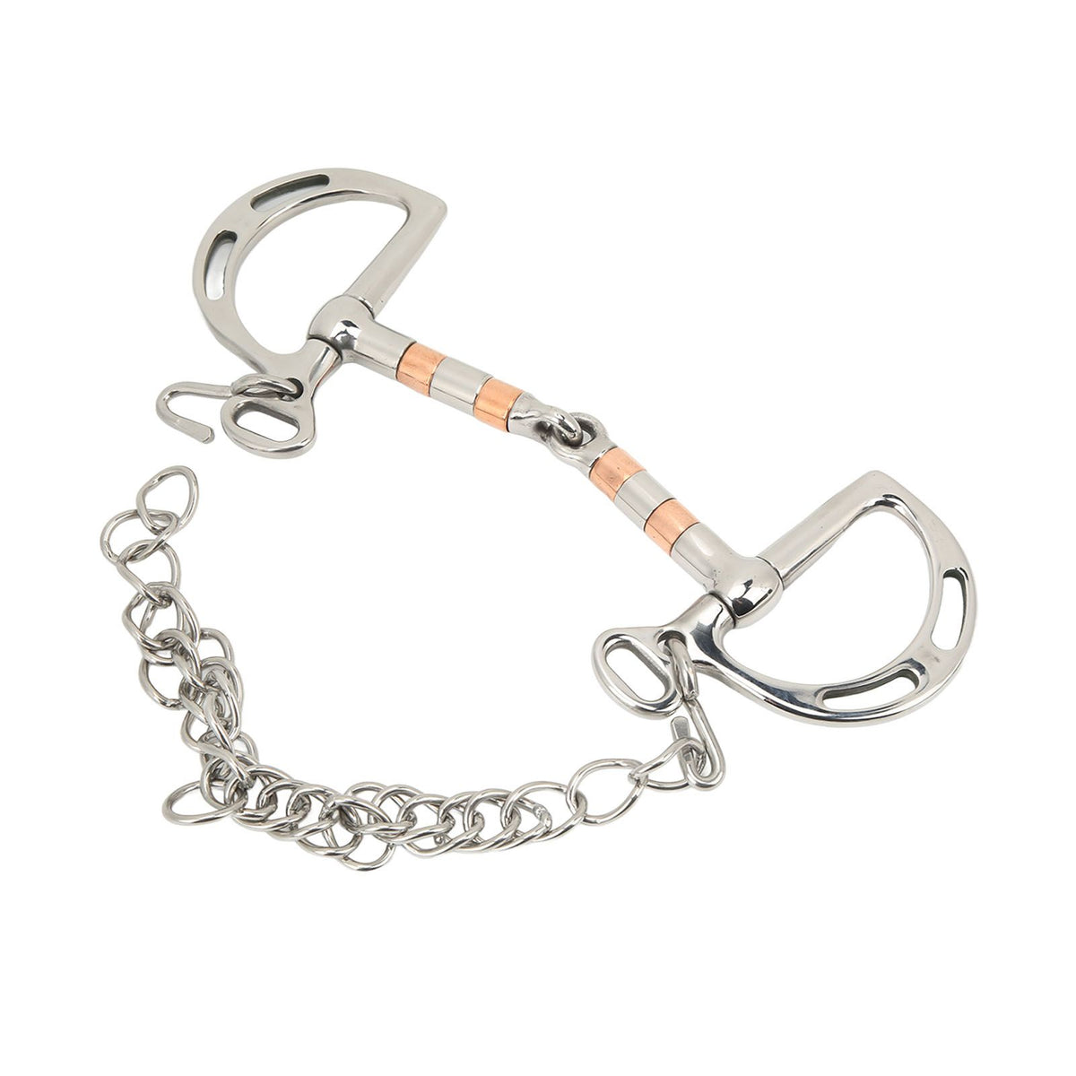 Horse Bit Stainless Steel Copper D Ring Snaffle Bit with Chain for 125mm Horse Mouth