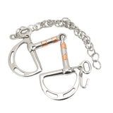 Horse Bit Stainless Steel Copper D Ring Snaffle Bit with Chain for 125mm Horse Mouth - 45-Degree Angle