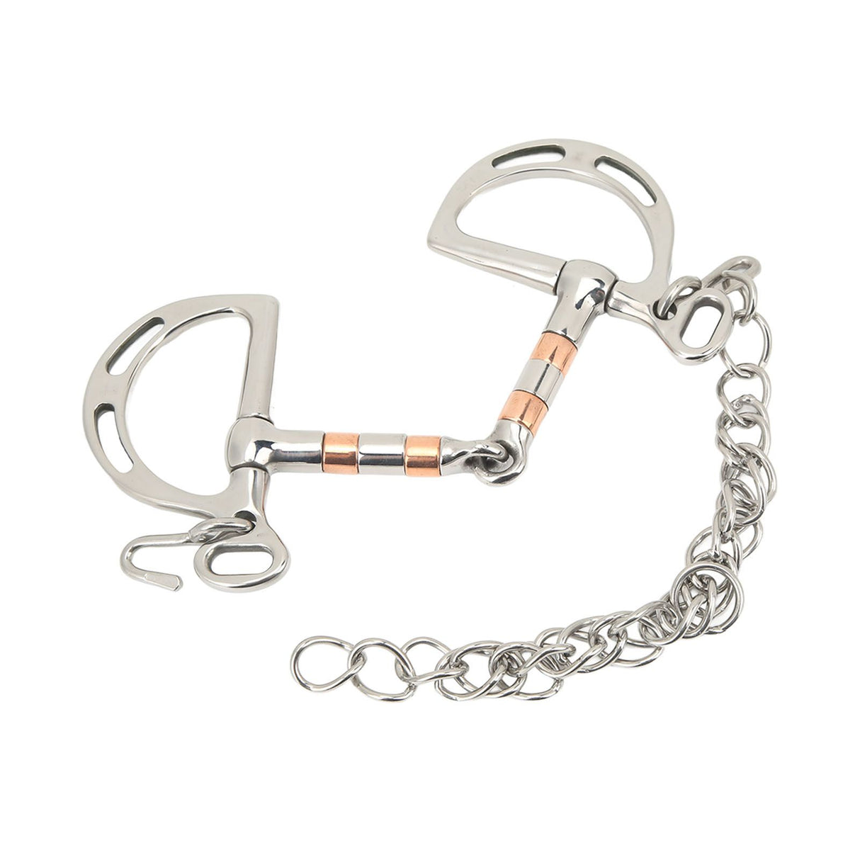 Horse Bit Stainless Steel Copper D Ring Snaffle Bit with Chain for 125mm Horse Mouth