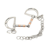Horse Bit Stainless Steel Copper D Ring Snaffle Bit with Chain for 125mm Horse Mouth - Rear View