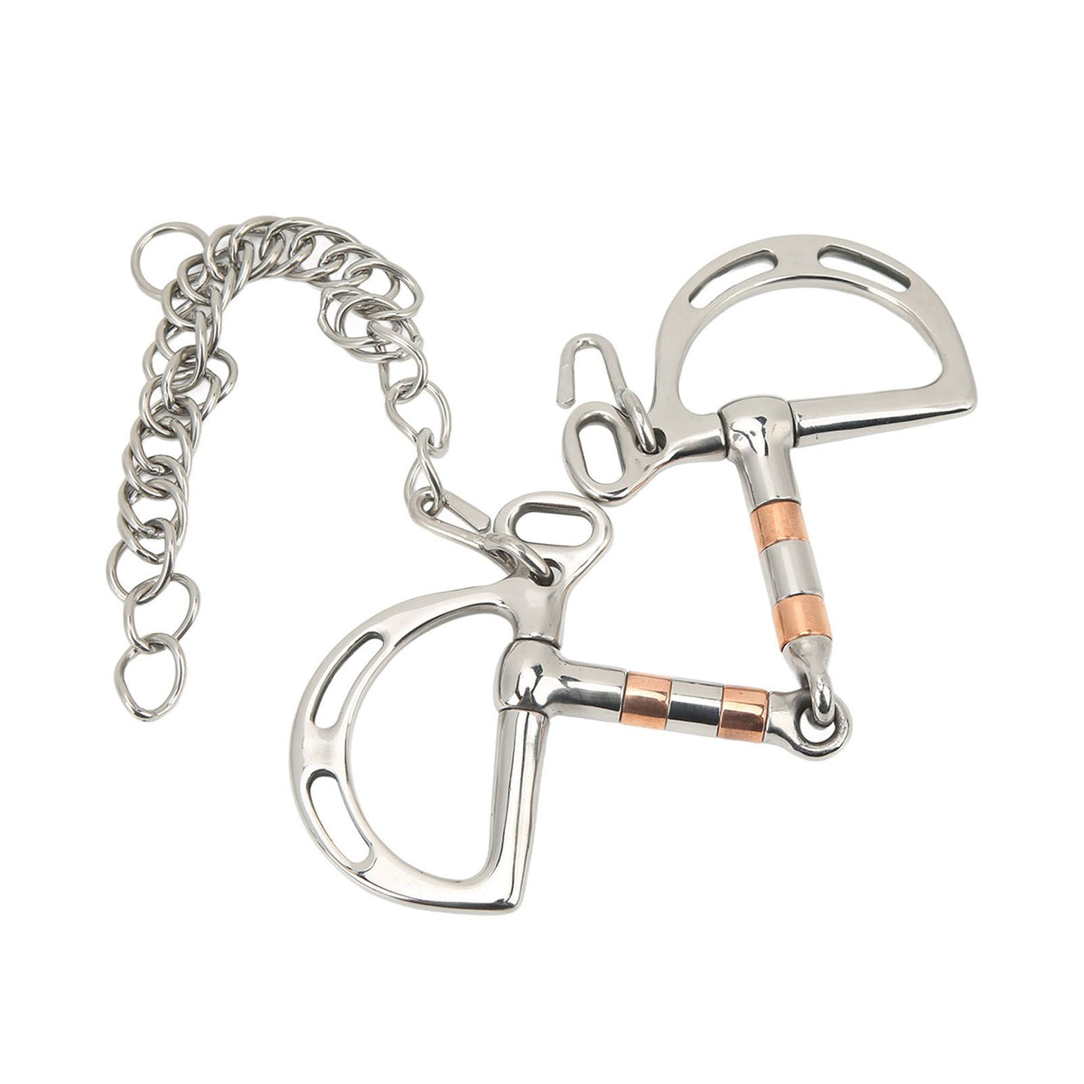 Horse Bit Stainless Steel Copper D Ring Snaffle Bit with Chain for 125mm Horse Mouth