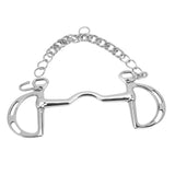 D Ring Horse Bit Stainless Steel Horse Mouth Snaffle Bit with Chain for 135mm Horse Mouth - Top-Down View