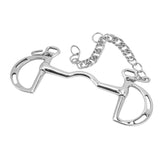 D Ring Horse Bit Stainless Steel Horse Mouth Snaffle Bit with Chain for 135mm Horse Mouth