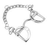 D Ring Horse Bit Stainless Steel Horse Mouth Snaffle Bit with Chain for 135mm Horse Mouth - Low Angle