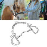 D Ring Horse Bit Stainless Steel Horse Mouth Snaffle Bit with Chain for 135mm Horse Mouth - Extra Image
