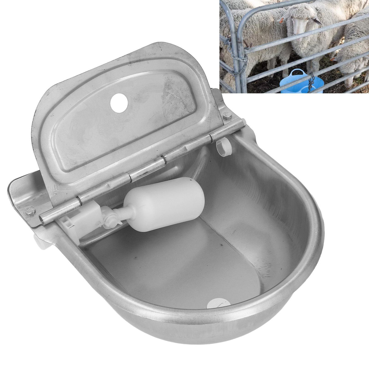 Cow Drinking Bowl Stainless Steel Automatic Water Feeder Livestock Water Drinker Bowl Float Ball Clamshell