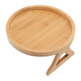Sofa Tray Bamboo Wood Texture Armrest Couch Clip On Tray Table for Coffee Tea Snacks - Front View