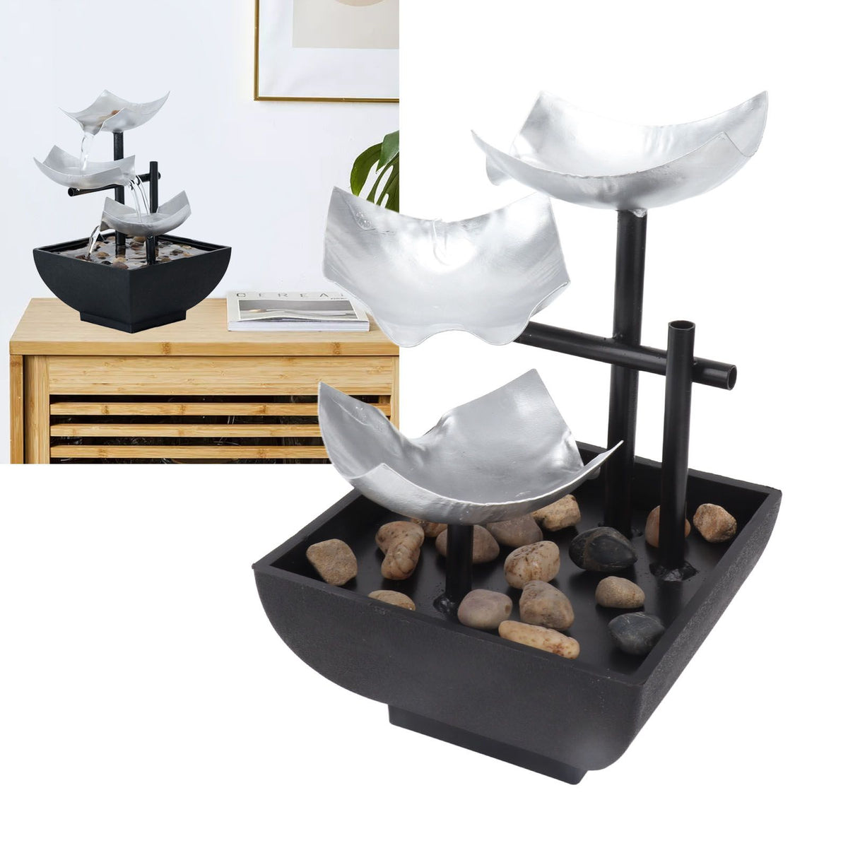 5V Water Fountain Ornament Rock Garden Flowing Water Decoration Home Desktop Fountain Ornament USB Port