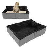 Collapsible Cat Litter Box Cloth Waterproof Outdoor Portable Cat Litter Box for Travel S Grey - Extra Image