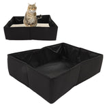 Collapsible Cat Litter Box Cloth Waterproof Outdoor Portable Cat Litter Box for Travel M Black - Extra Image
