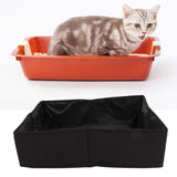 Collapsible Cat Litter Box Cloth Waterproof Outdoor Portable Cat Litter Box for Travel M Black - Extra Image