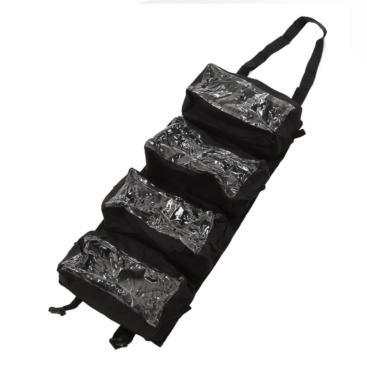 Roll Up Tool Bag 600D Oxford Cloth Detachable Storage Shoulder Bag for Hardware Electrician Tool Black