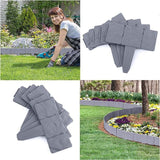 Garden Fence Border Plastic Stone Effect Flowerbed Grass Lawn Plant Decorative Edging Panels 5PCS