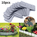 Garden Fence Border Plastic Stone Effect Flowerbed Grass Lawn Plant Decorative Edging Panels 10PCS - Close-Up Angle