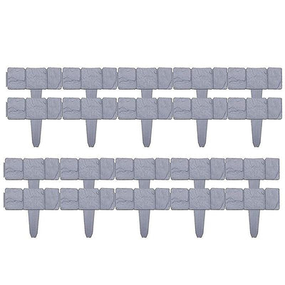 Garden Fence Border Plastic Stone Effect Flowerbed Grass Lawn Plant Decorative Edging Panels 20PCS