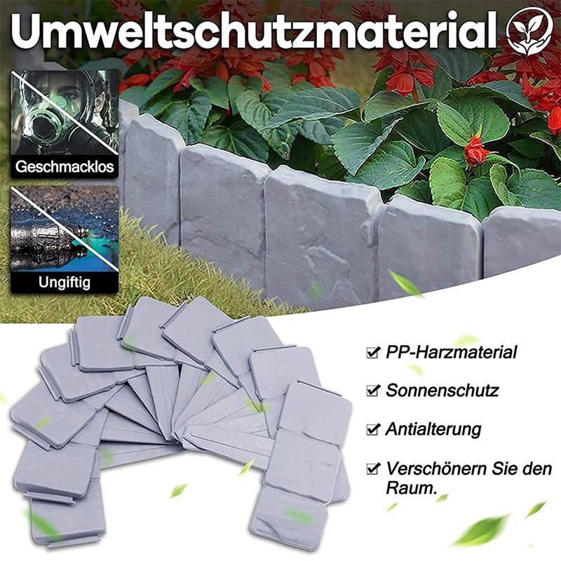 Garden Fence Border Plastic Stone Effect Flowerbed Grass Lawn Plant Decorative Edging Panels 20PCS