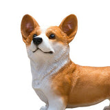 Dog Statue Vivid Cute Style Small Compact Resin Material Corgi Ornament for Gardens Indoor Desks Yellow