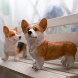 Dog Statue Vivid Cute Style Small Compact Resin Material Corgi Ornament for Gardens Indoor Desks Yellow