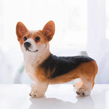 Dog Statue Vivid Cute Style Small Compact Resin Material Corgi Ornament for Gardens Indoor Desks Black