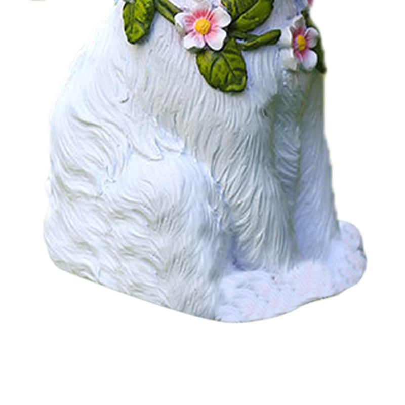 Solar Garden Statues Rabbits with Butterflies Solar Charging Hand Painted Synthetic Resin Solar Statues Lights White