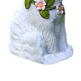 Solar Garden Statues Rabbits with Butterflies Solar Charging Hand Painted Synthetic Resin Solar Statues Lights White - Side View