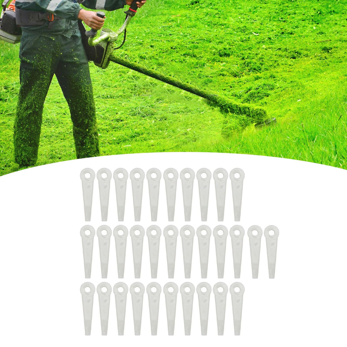 32PCS Plastic Cutter Blades Lawn Mower Blade Replacement Grass Trimmer Head Accessories