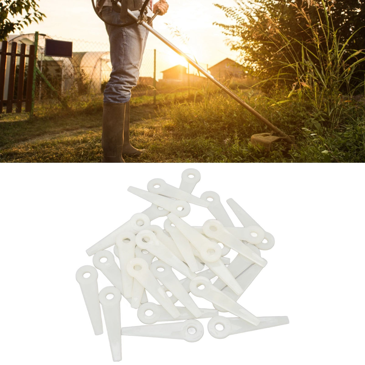 32PCS Plastic Cutter Blades Lawn Mower Blade Replacement Grass Trimmer Head Accessories