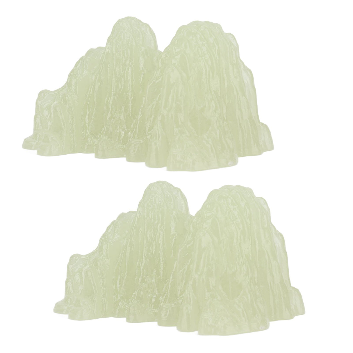 2Pcs Green Fluorite Mineral Crystal Specimen Desktop Simulation Super Bright Luminous Decorative Rockery Fish Tank Landscaping Ornament 02 Style