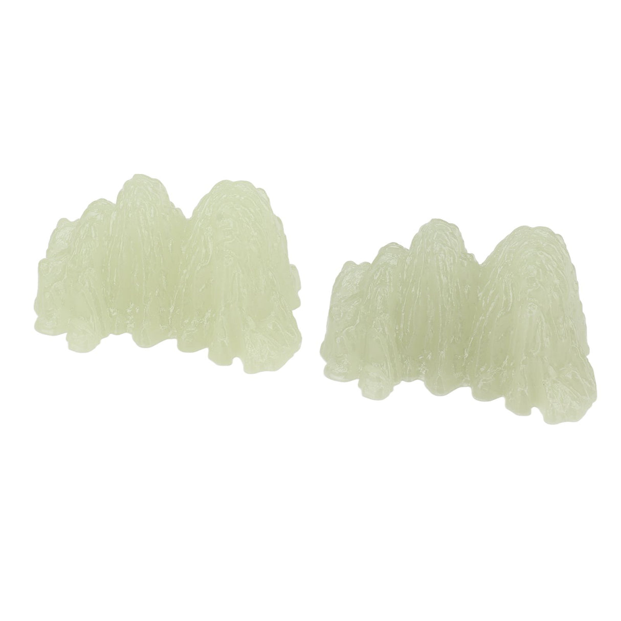 2Pcs Green Fluorite Mineral Crystal Specimen Desktop Simulation Super Bright Luminous Decorative Rockery Fish Tank Landscaping Ornament 02 Style
