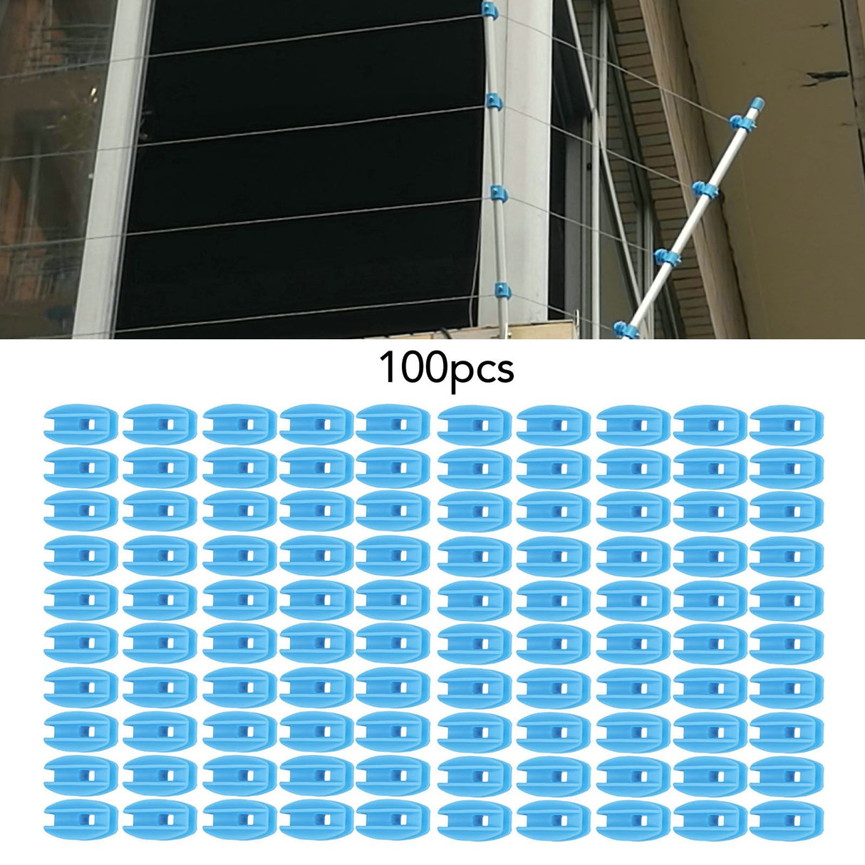 100PCS Electric Fence Insulator Weather Resistant ABS Square Tube Post Insulator for Steel Wire Blue