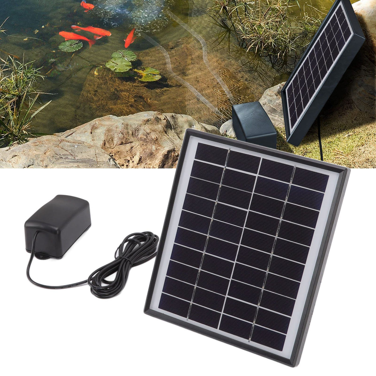 Solar Oxygen Pump 10V 6W Shockproof Small Lightweight Solar Water Air Pump for Fish Tanks Aquariums Swimming Pools