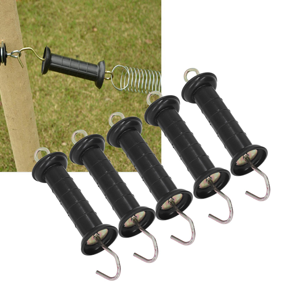 5Pcs Electric Fence Handle Insulated Gate Grip Bar with Metal Hook for Farm Pasture