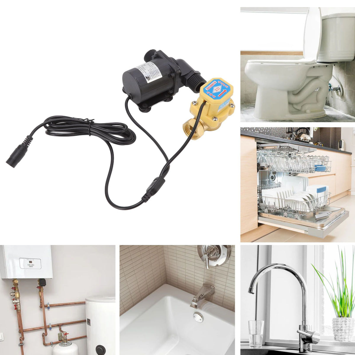 DC Brushless Pump Quiet Solar Water Heater Booster Pump with Flow Switch 6v-24v G1/2 Male Thread