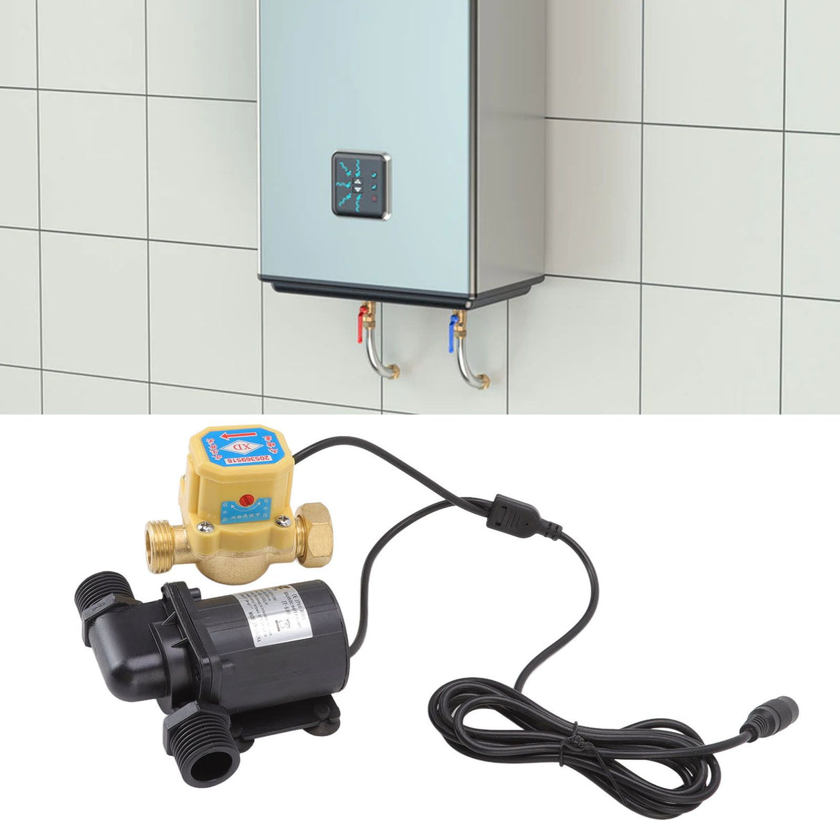 DC Brushless Pump Quiet Solar Water Heater Booster Pump with Flow Switch 6v-24v G1/2 Male Thread
