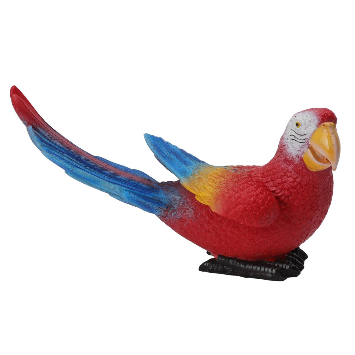 Parrot Sculpture Ornament Waterproof Lifelike Synthetic Resin Decorative Bird Statue for Garden Courtyard Balcony Red Macaw On The Left