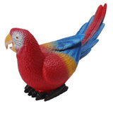 Parrot Sculpture Ornament Waterproof Lifelike Synthetic Resin Decorative Bird Statue for Garden Courtyard Balcony Red Macaw On The Left