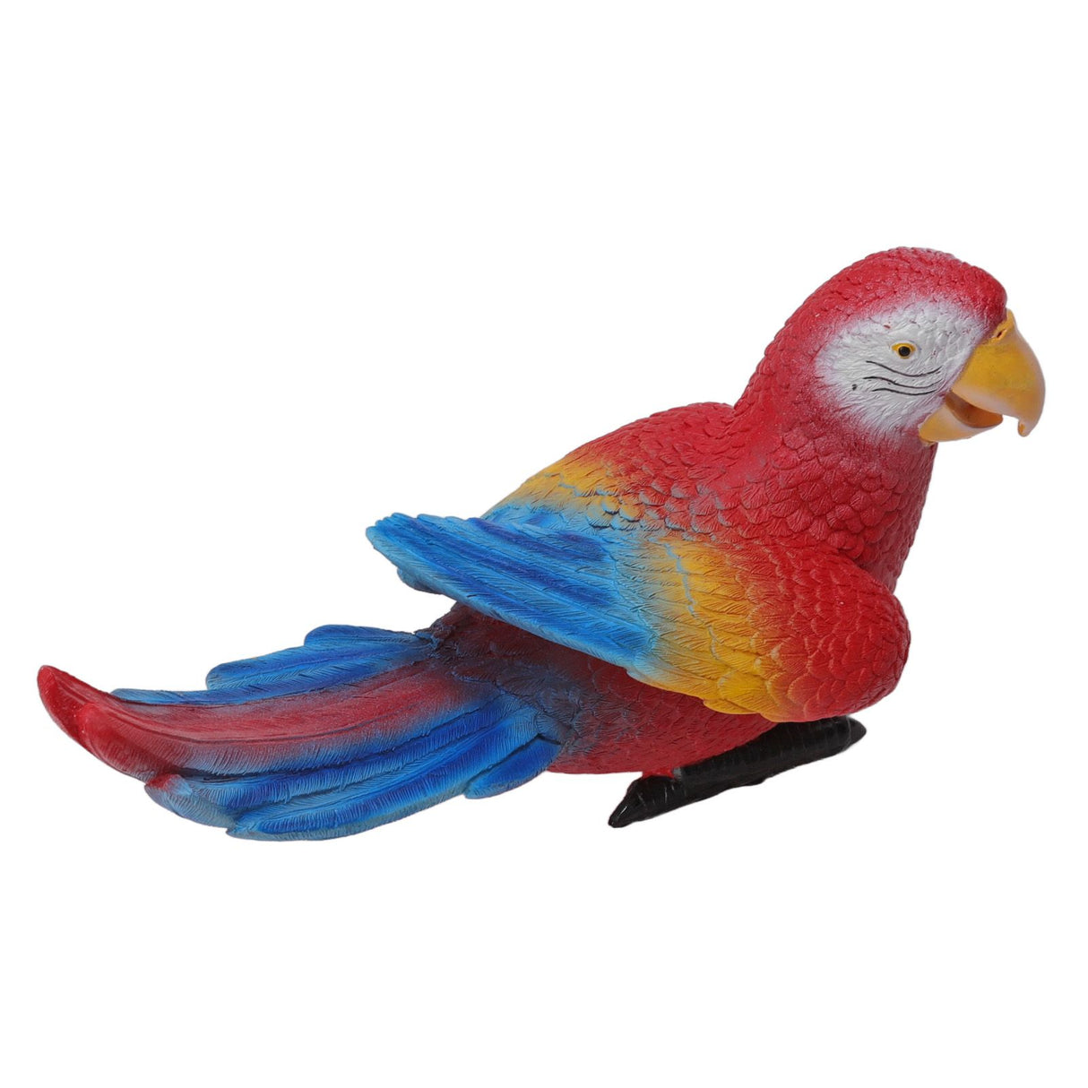 Parrot Sculpture Ornament Waterproof Lifelike Synthetic Resin Decorative Bird Statue for Garden Courtyard Balcony Red Macaw On The Left