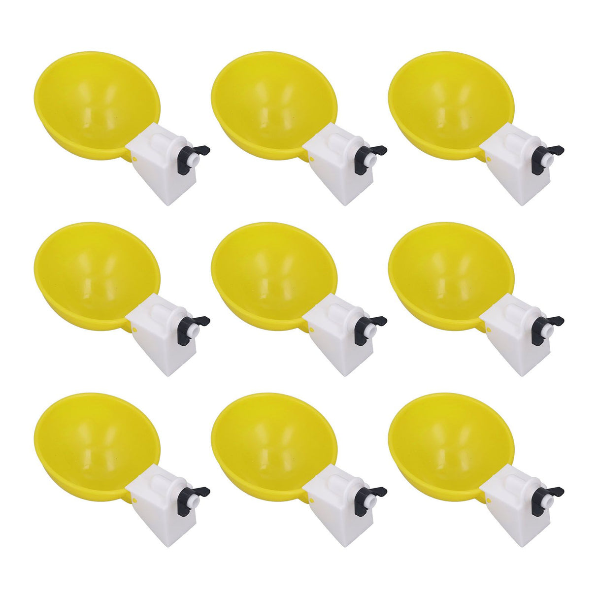 9pcs Chicken Water Cups Yellow Poultry Automatic Drinking Bowl Water Cups Feeder Waterer for Chicken Duck Goose Quail