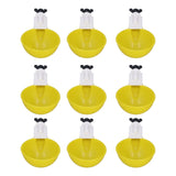 9pcs Chicken Water Cups Yellow Poultry Automatic Drinking Bowl Water Cups Feeder Waterer for Chicken Duck Goose Quail - Close-Up Angle