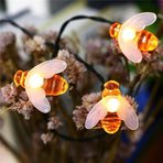 Solar Bee String Lights Outdoor Led Honeybee Fairy Lights Waterproof Solar Bumble Bee Lights for Garden Christmas Decor Warm White 5 Meters 20 Lights(Dual Function)
