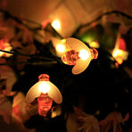 Solar Bee String Lights Outdoor Led Honeybee Fairy Lights Waterproof Solar Bumble Bee Lights for Garden Christmas Decor Warm White 5 Meters 20 Lights(Dual Function)