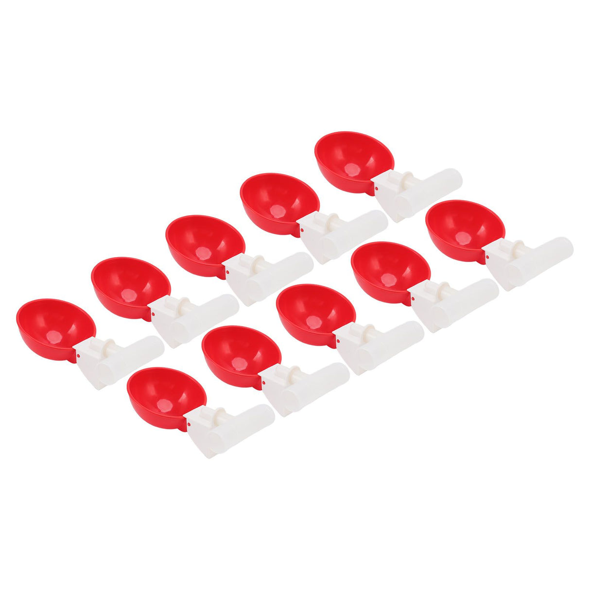 10 Set Chicken Drinking Cup Automatic Water Drinker Big Red Plastic Bowl for Duck Bird Hen G3/4