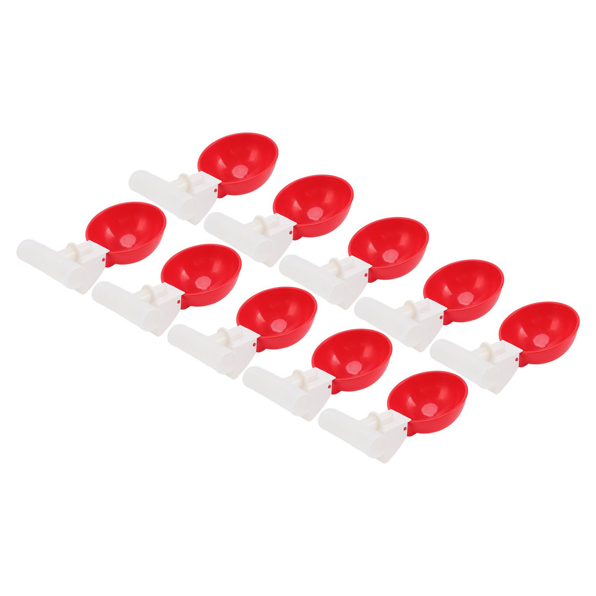 10 Set Chicken Drinking Cup Automatic Water Drinker Big Red Plastic Bowl for Duck Bird Hen G3/4