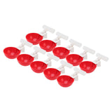 10 Set Chicken Drinking Cup Automatic Water Drinker Big Red Plastic Bowl for Duck Bird Hen G3/4 - Top-Down View