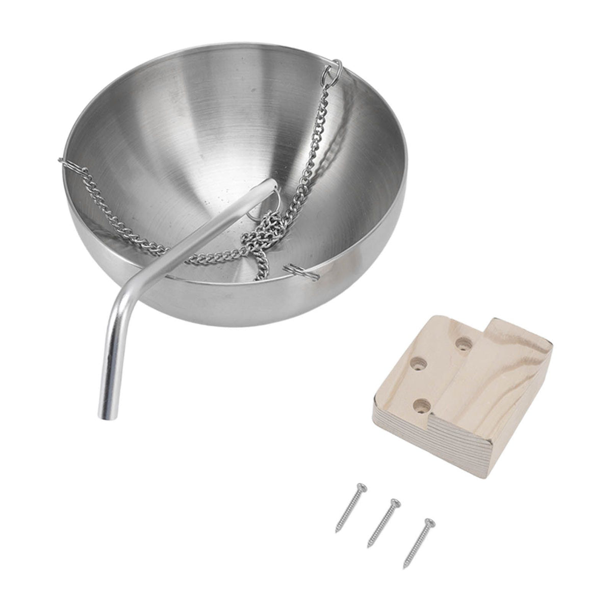 Sauna Bowl Stainless Steel Hanging Aromatherapy Oil Cup with Wooden Block for Sauna Room L 20cm