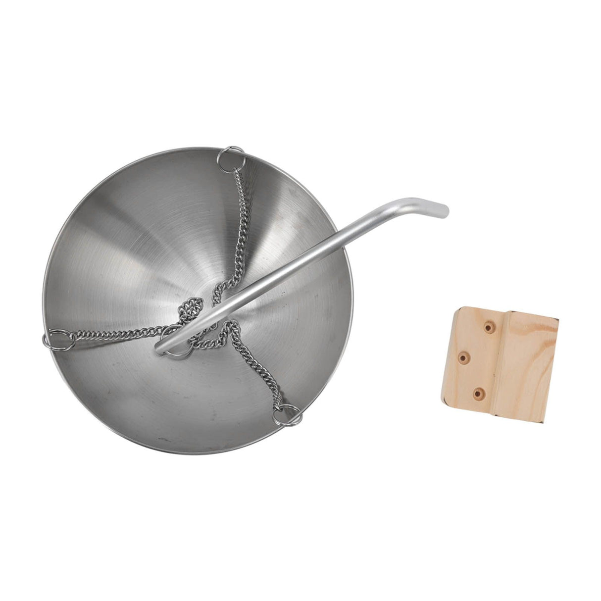 Sauna Bowl Stainless Steel Hanging Aromatherapy Oil Cup with Wooden Block for Sauna Room L 20cm