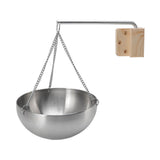 Sauna Bowl Stainless Steel Hanging Aromatherapy Oil Cup with Wooden Block for Sauna Room L 20cm