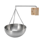 Sauna Bowl Stainless Steel Hanging Aromatherapy Oil Cup with Wooden Block for Sauna Room L 20cm