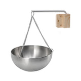 Sauna Bowl Stainless Steel Hanging Aromatherapy Oil Cup with Wooden Block for Sauna Room L 20cm