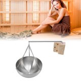 Sauna Bowl Stainless Steel Hanging Aromatherapy Oil Cup with Wooden Block for Sauna Room L 20cm